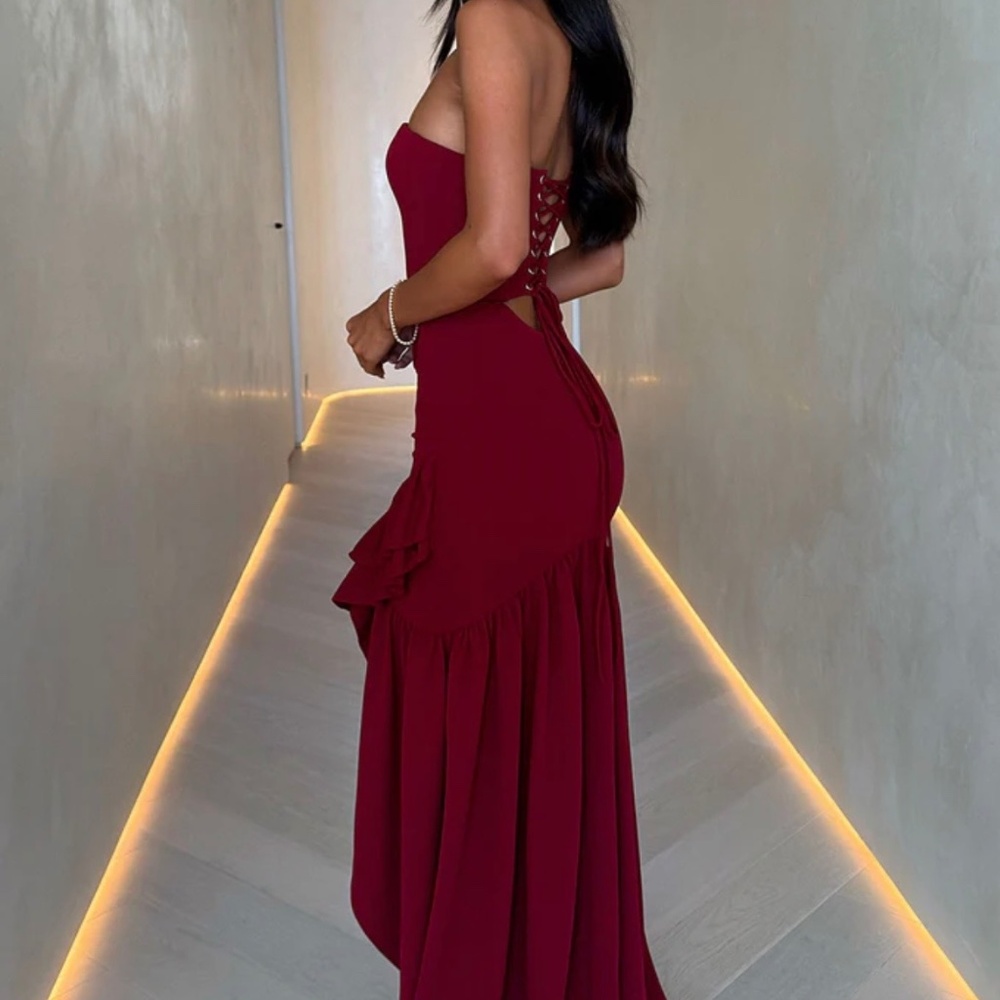 Thats so fetch Thalassa Strapless Corset Maxi Dress - Burgundy